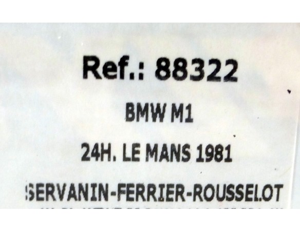 BMW M1 24h LE MANS 81 Nº72 SERVANIN-FERRIER-ROUSSELOT VSD REF. 88322 FLY