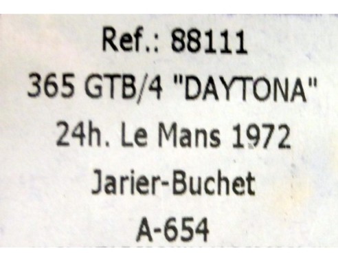 FERRARI 365 GTB/4 DAYTONA LE MANS 72 A-654 REF.88111 FLY   .