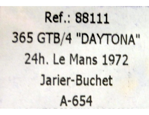 FERRARI 365 GTB/4 DAYTONA LE MANS 72 A-654 REF.88111 FLY   .