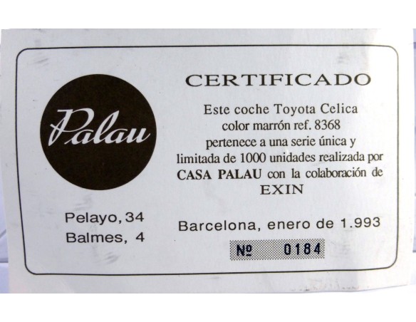 TOYOTA CELICA PALAU Nº1 MARRON REF.8368 EXIN