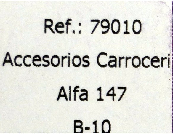 ACCESORIOS CARROCERIA ALFA 147 B10 REF.79010 FLY