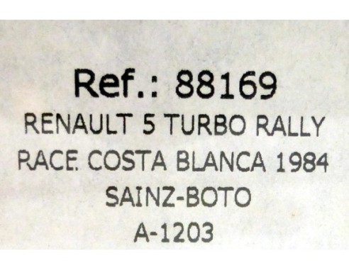 RENAULT 5 TURBO RALLY RACE COSTA BLANCA 1984 C.SAINZ A1203 REF.88169 FLY