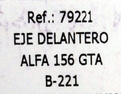 EJE DELANTERO ALFA 156 GTA B221 REF.79221 FLY