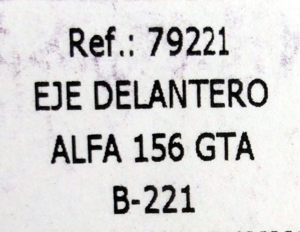EJE DELANTERO ALFA 156 GTA B221 REF.79221 FLY