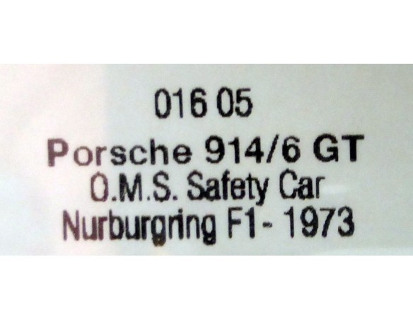 PORSCHE 914/6 GT SAFETY CAR NURBURGRING F-1 1973 JAGERMEIFTER  REF.01605 SRC