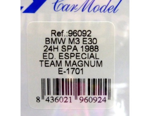 BMW M3 E30 SPA 1988 TEAM MAGNUN E1701 REF. 96092 FLY
